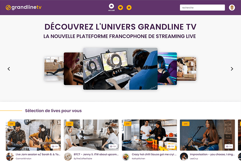 Plateforme de streaming live : Grandline-Tv (beta)