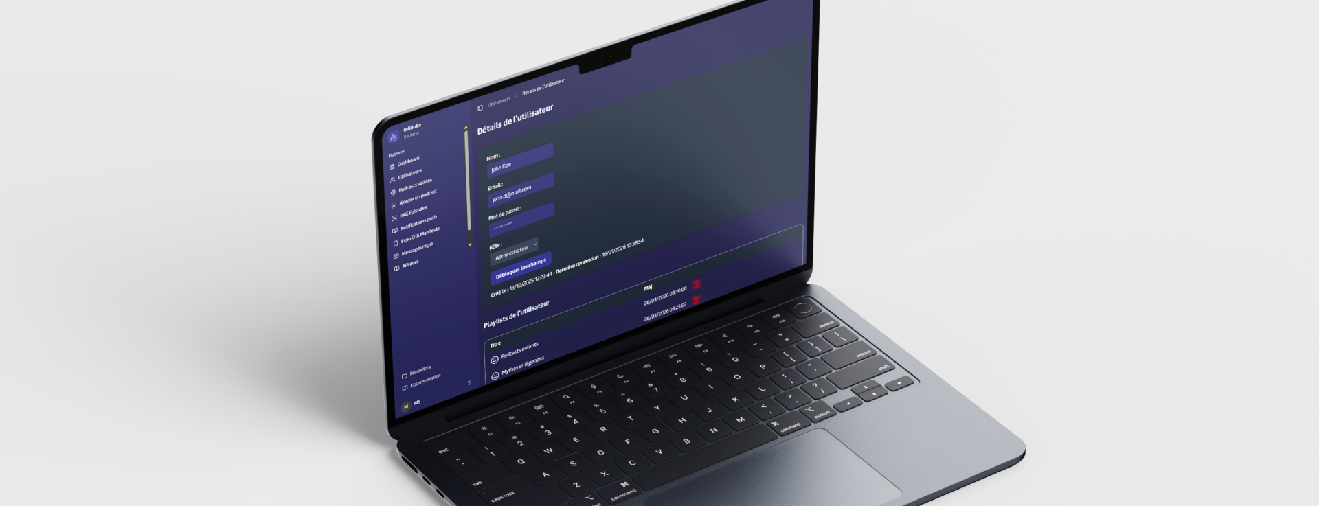 Odibulle Admin Mockup