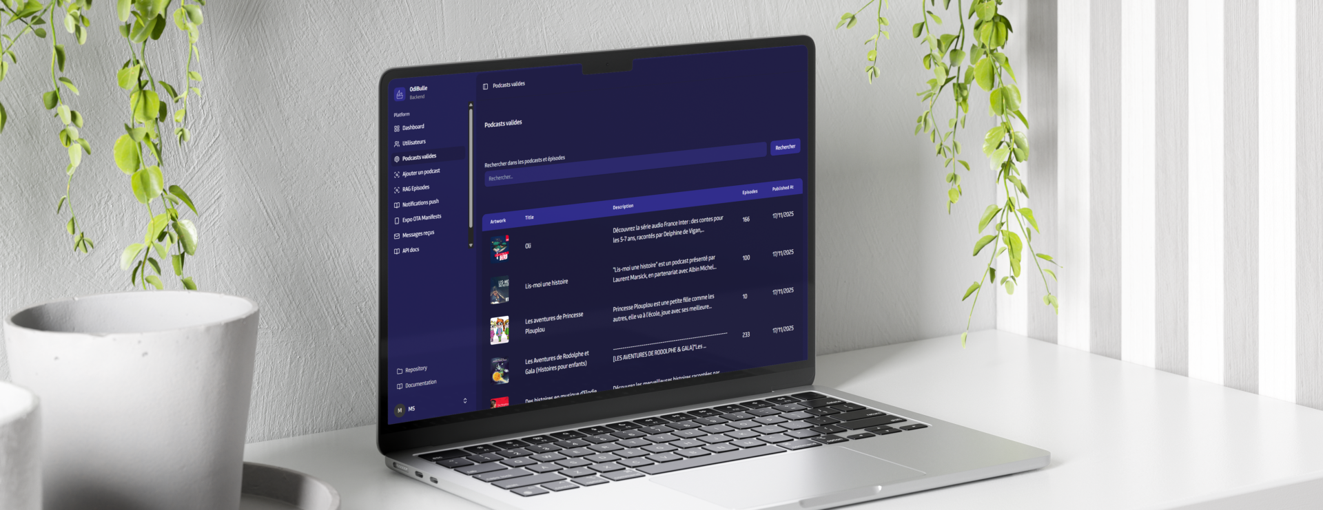 Odibulle Admin Mockup