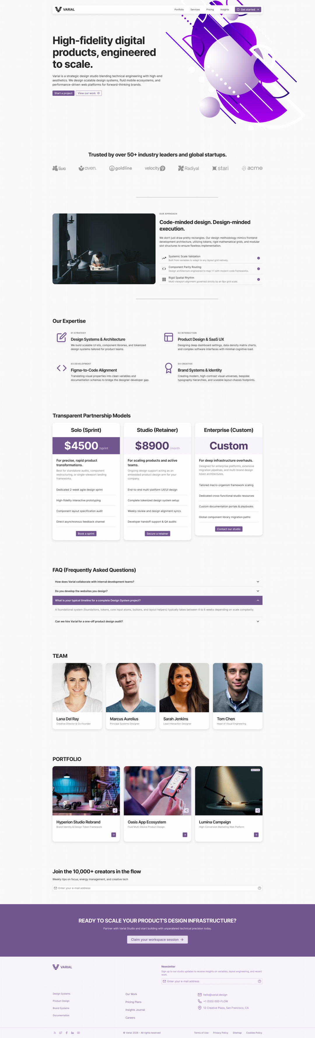 Varial Design System Website Mockup