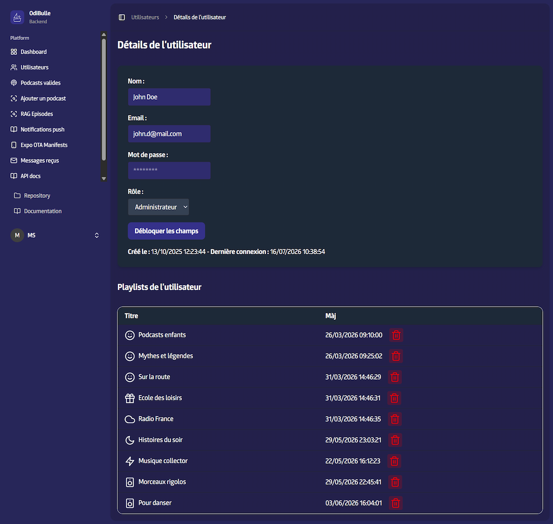 Odibulle Admin Fullpage Screenshot